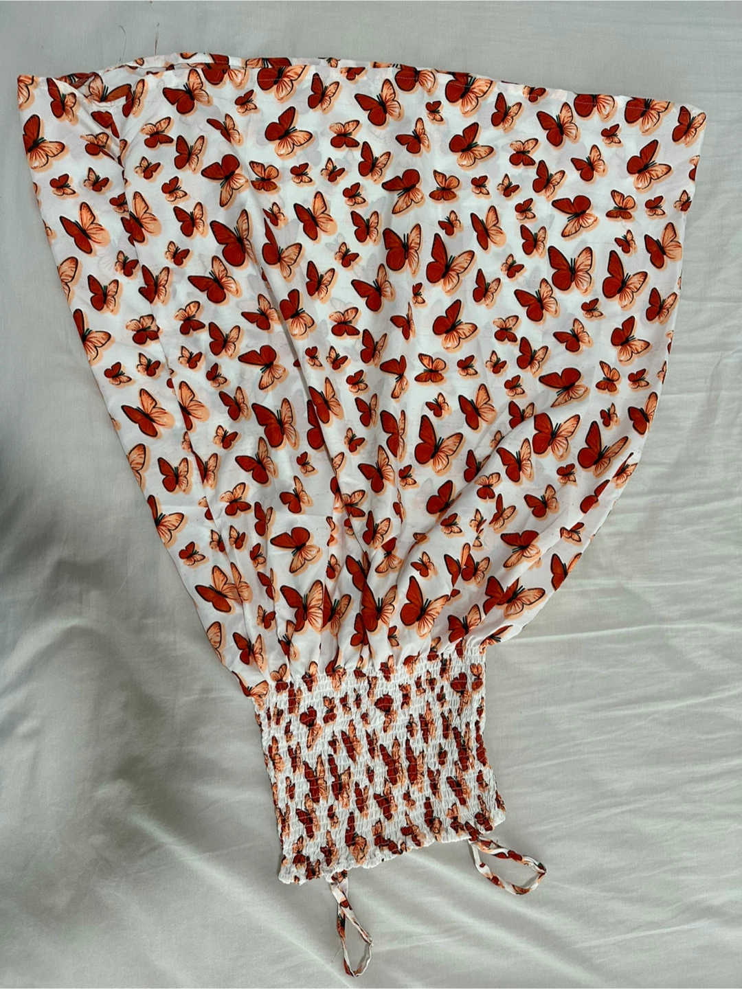 White Butterfly Print Smocked Sundress - photo 4