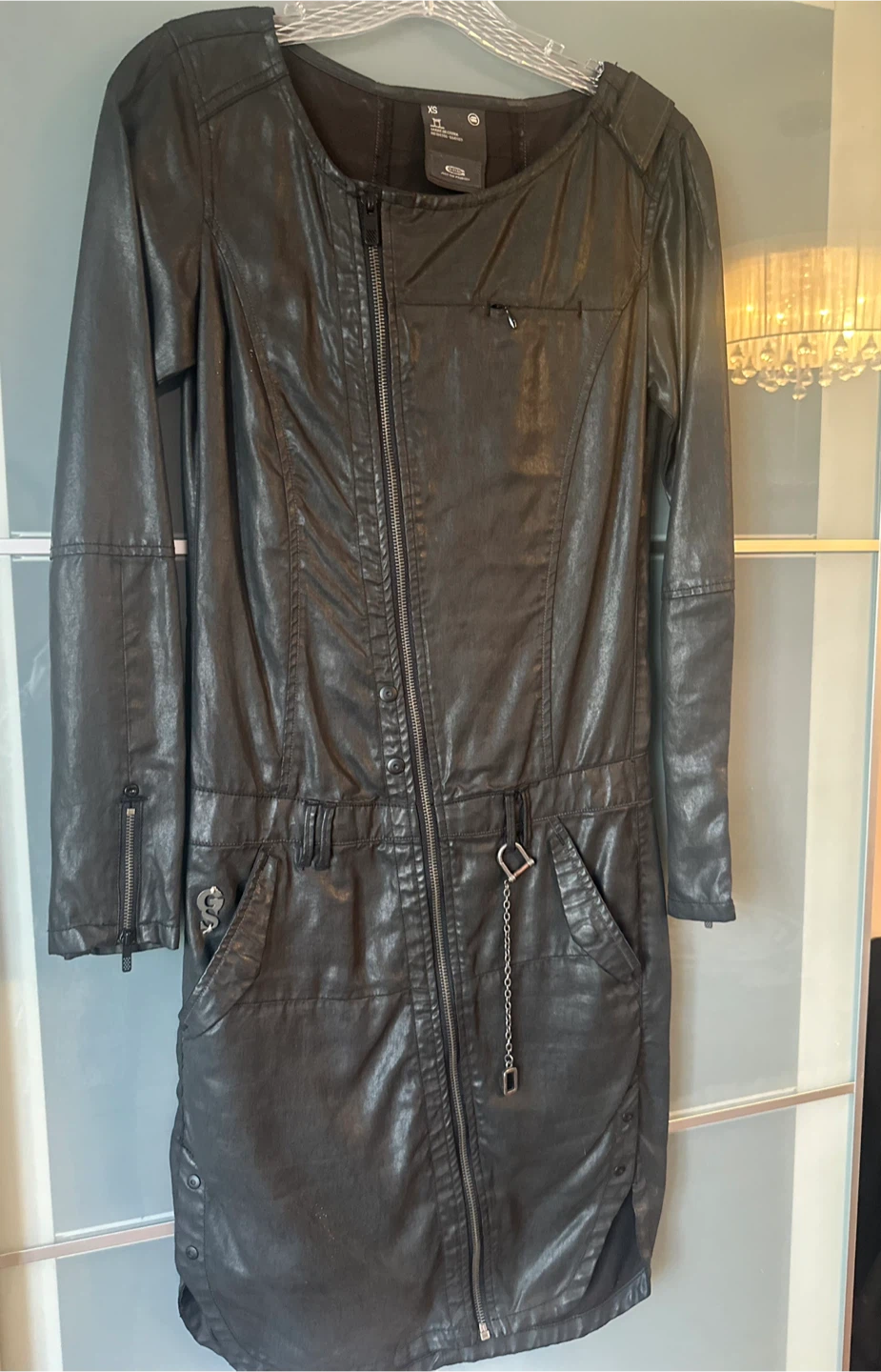 G-Star Raw Women's Black Faux Leather Dress Size XS - photo 2