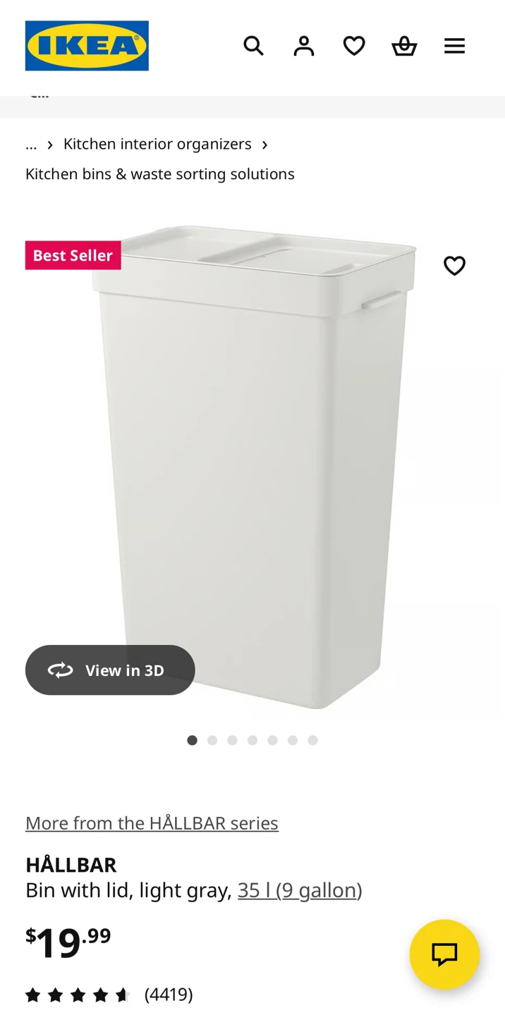 IKEA HÄLLBAR Bin with Lid, Light Gray, 9 Gallon - photo 3