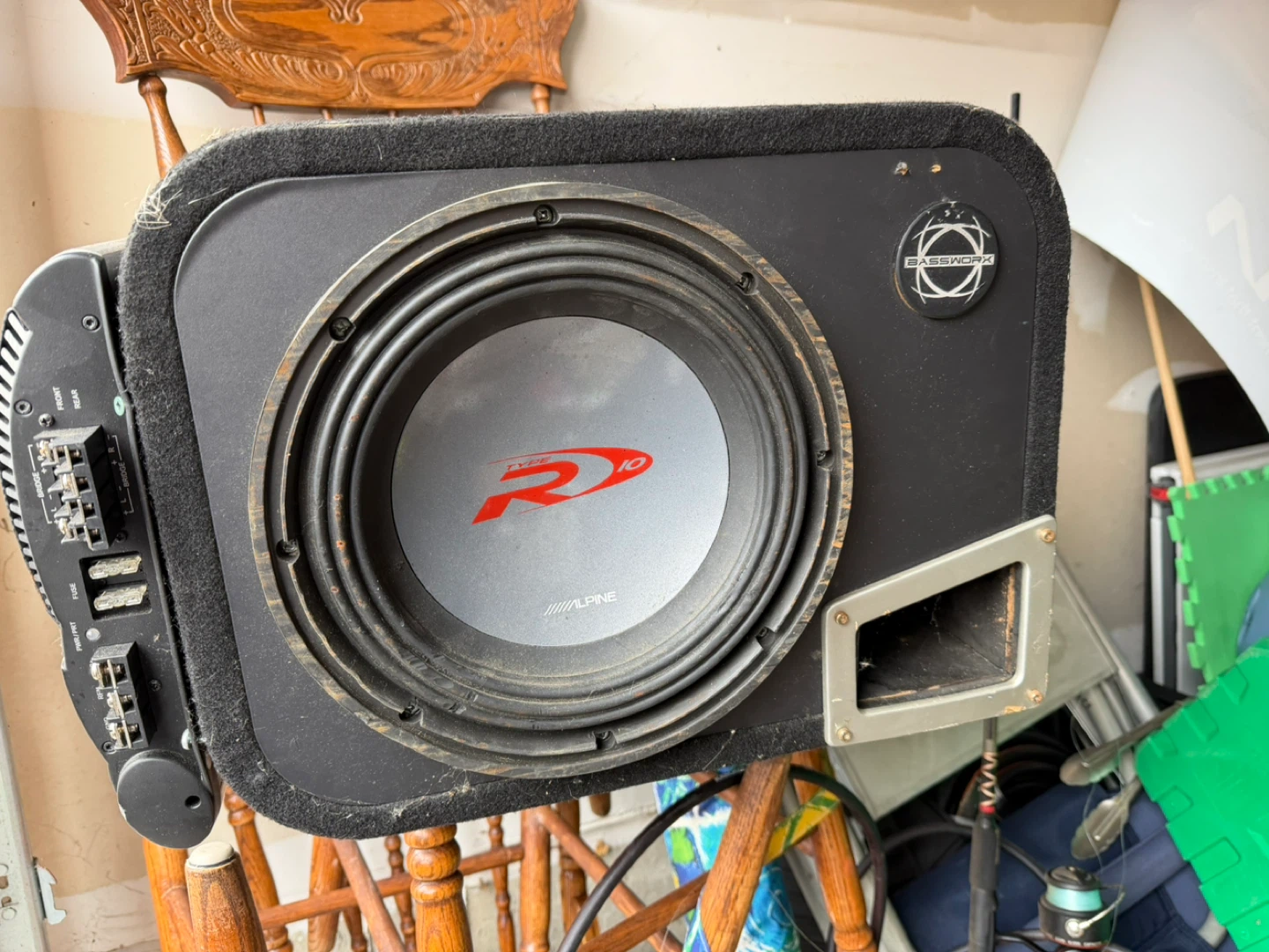 This is an Alpine Type R 10-inch car subwoofer in