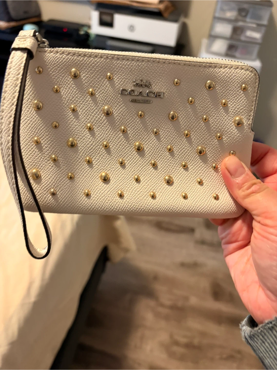 Coach Studded Wristlet Clutch - Off White