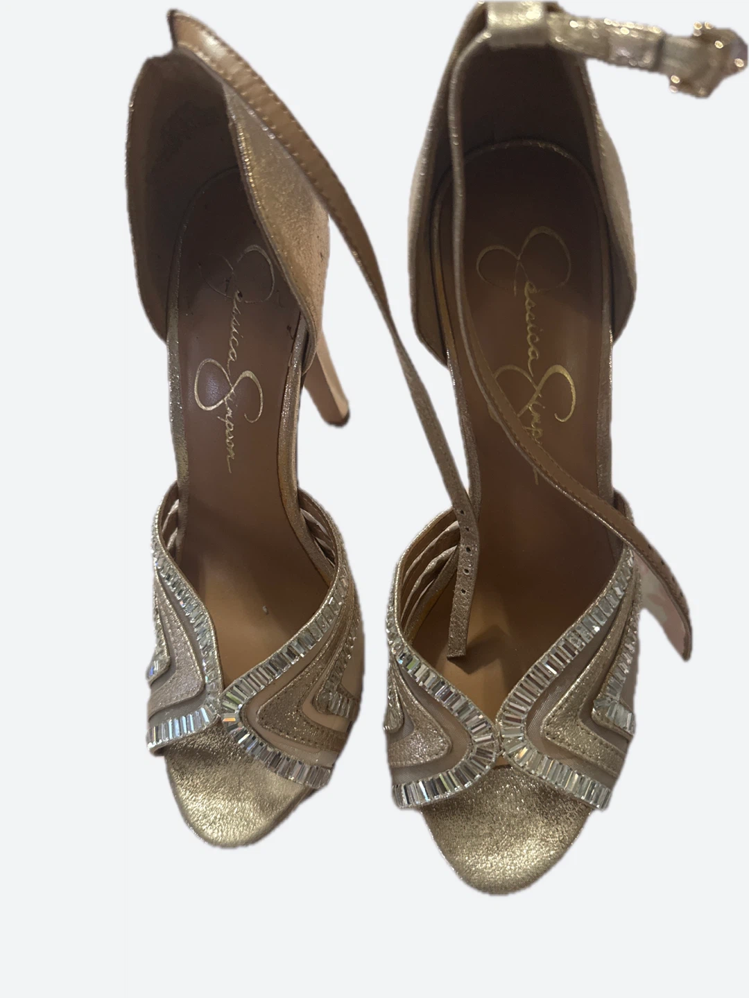 Jessica Simpson Gold Embellished Platform Heels