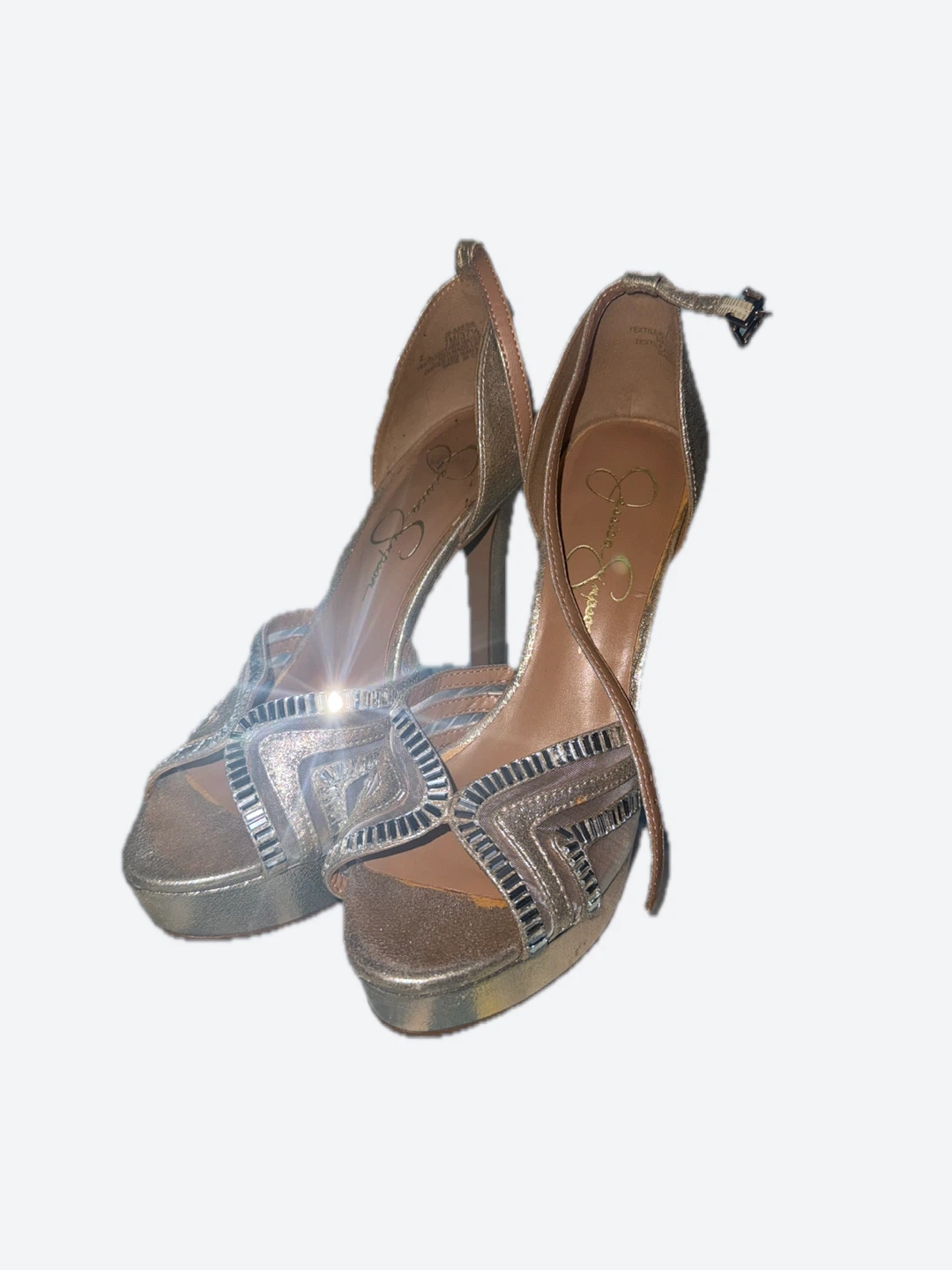 Jessica Simpson Gold Embellished Platform Heels - photo 2