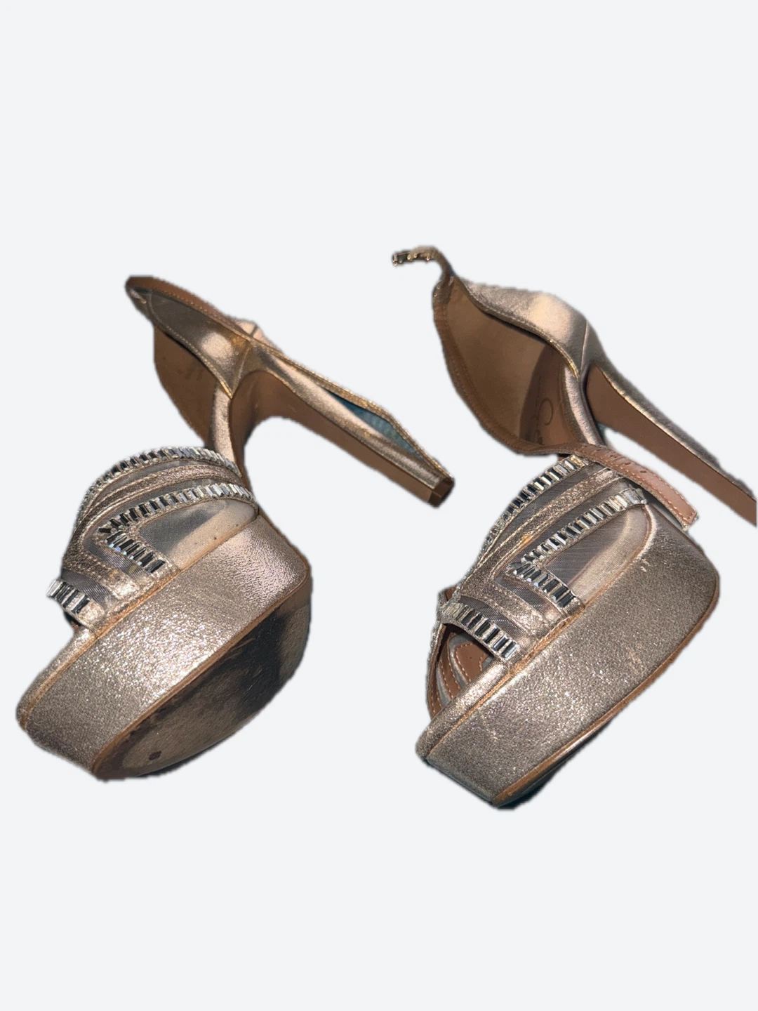 Jessica Simpson Gold Embellished Platform Heels - photo 3