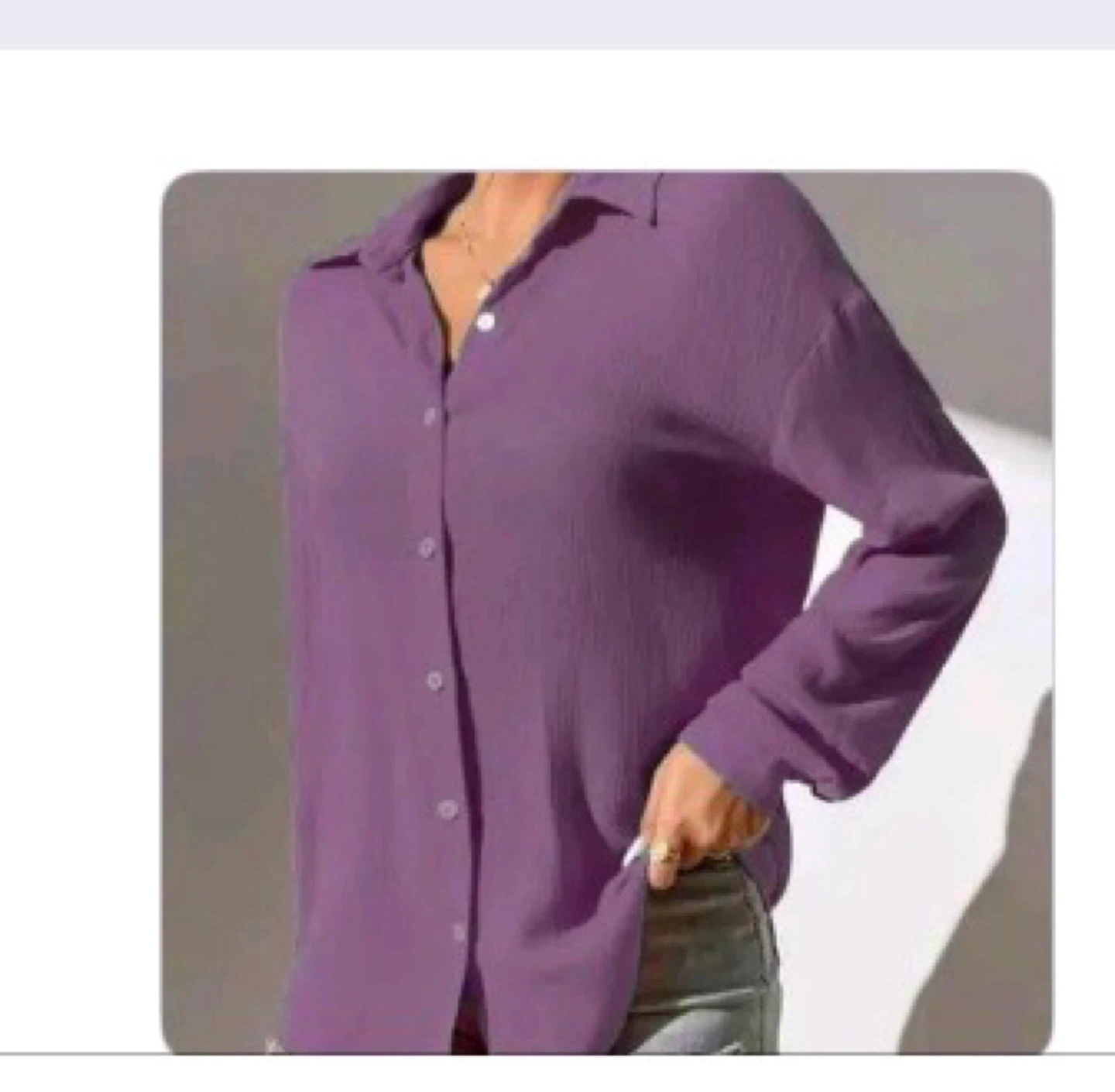 Purple Crinkle Long Sleeve Button Up Shirt - Size 42