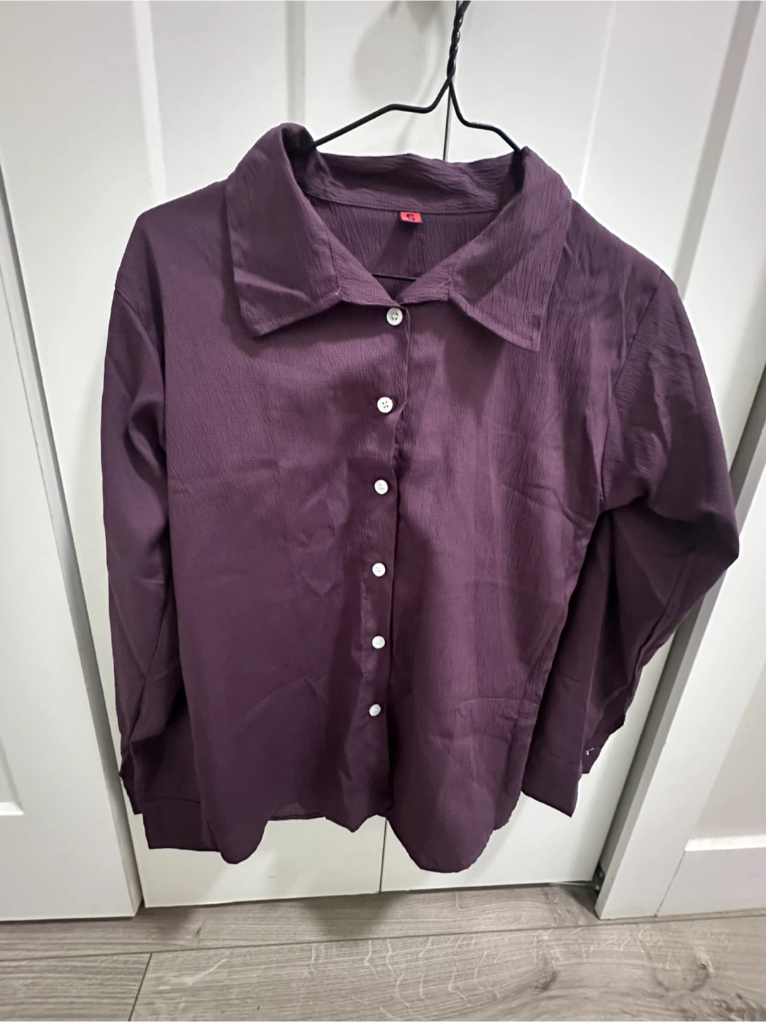 Purple Crinkle Long Sleeve Button Up Shirt - Size 42 - photo 2