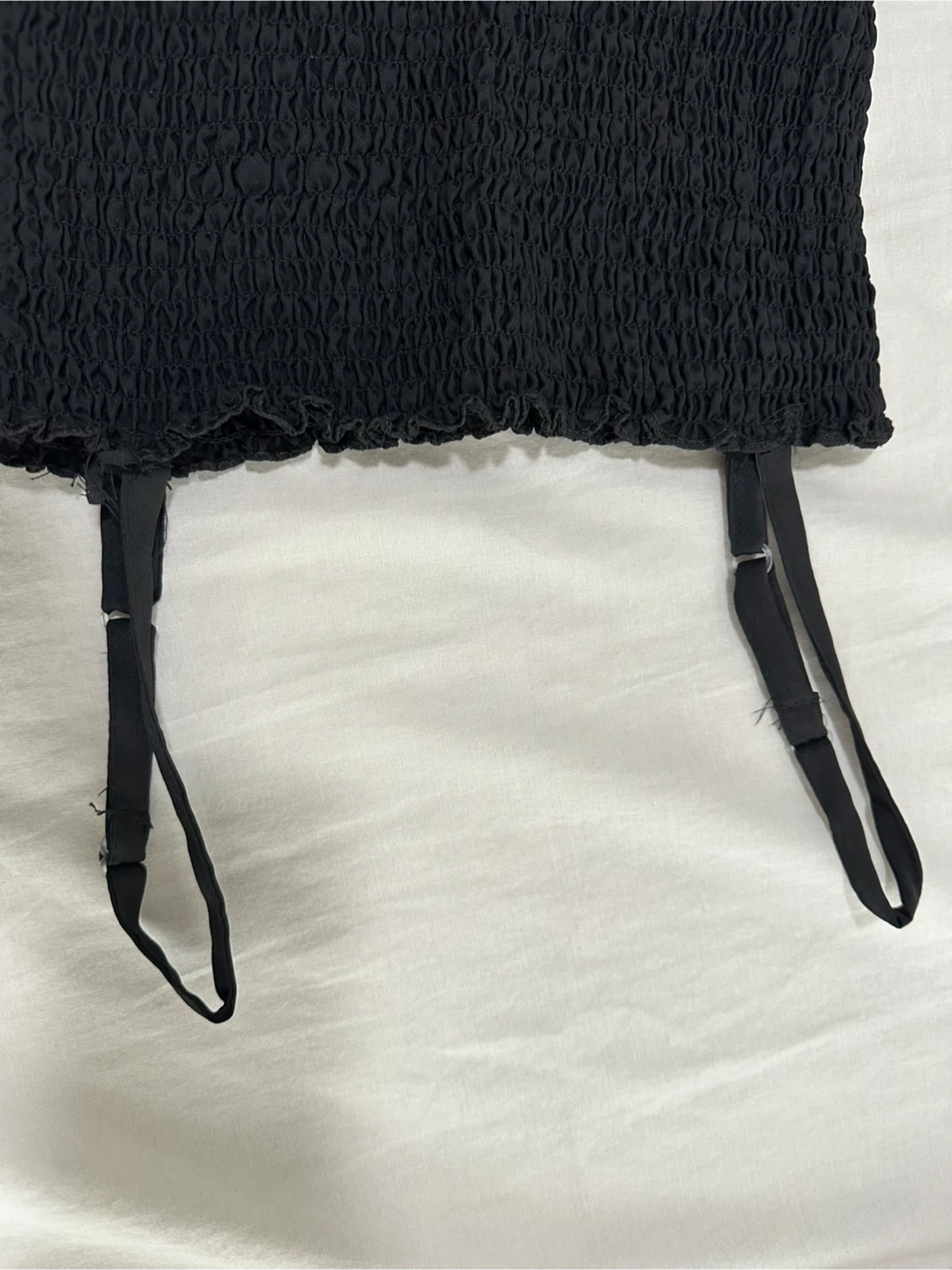 Black Smocked Dress with White Tie-Front Top - photo 2