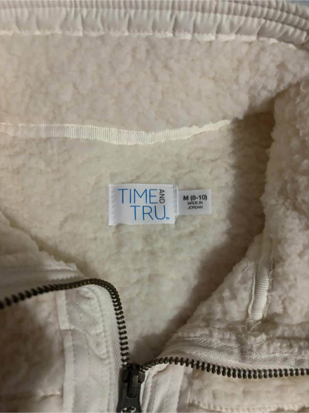 Time and Tru White Sherpa Fleece Quarter Zip Pullover Sweater - photo 3