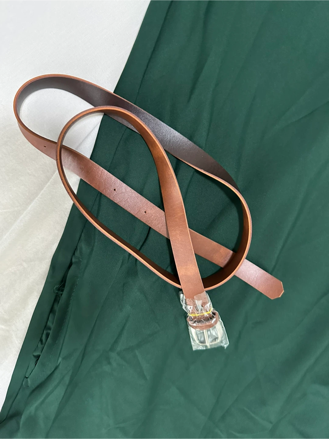 Green Collared Button-Up Maxi Dress with Brown Belt - photo 2