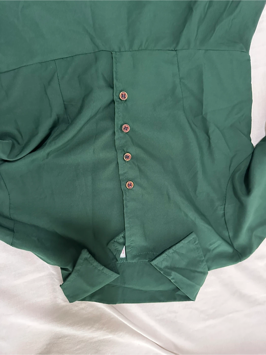 Green Collared Button-Up Maxi Dress with Brown Belt - photo 5
