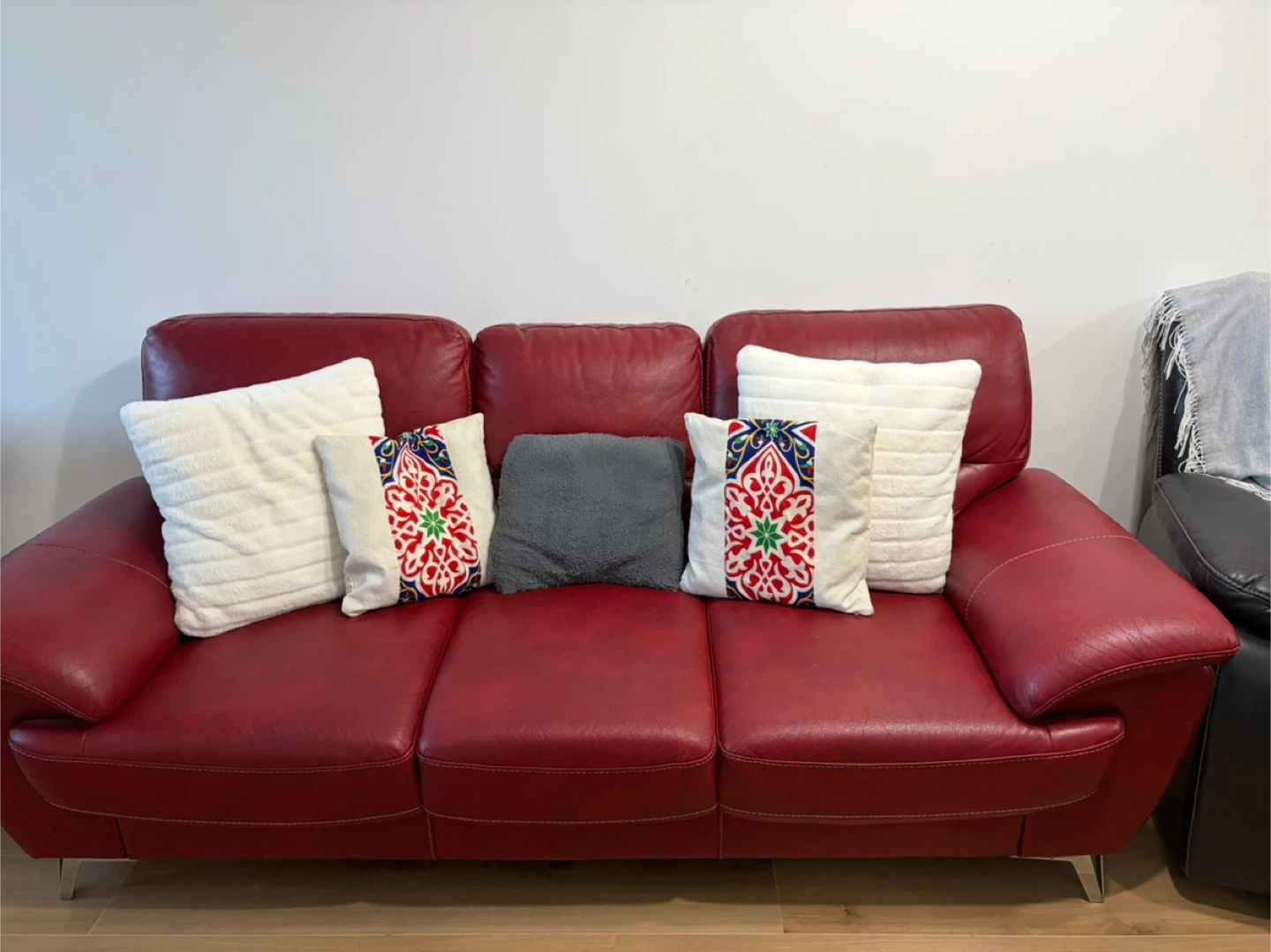 Red leather sofa