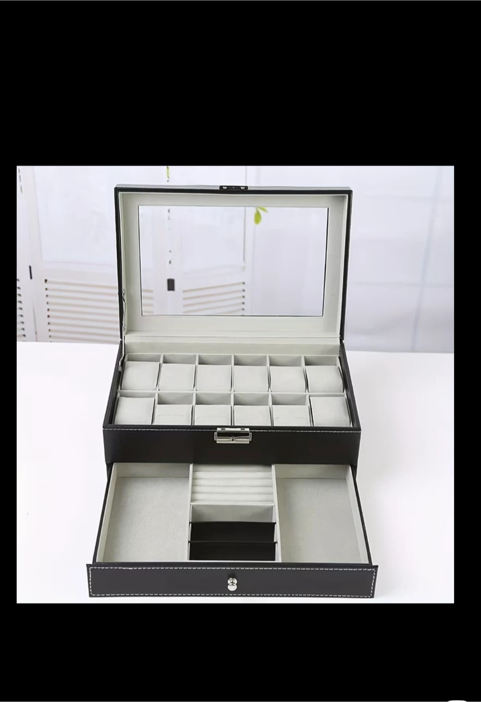 12 Slot Watch and Jewellery Box with Drawer