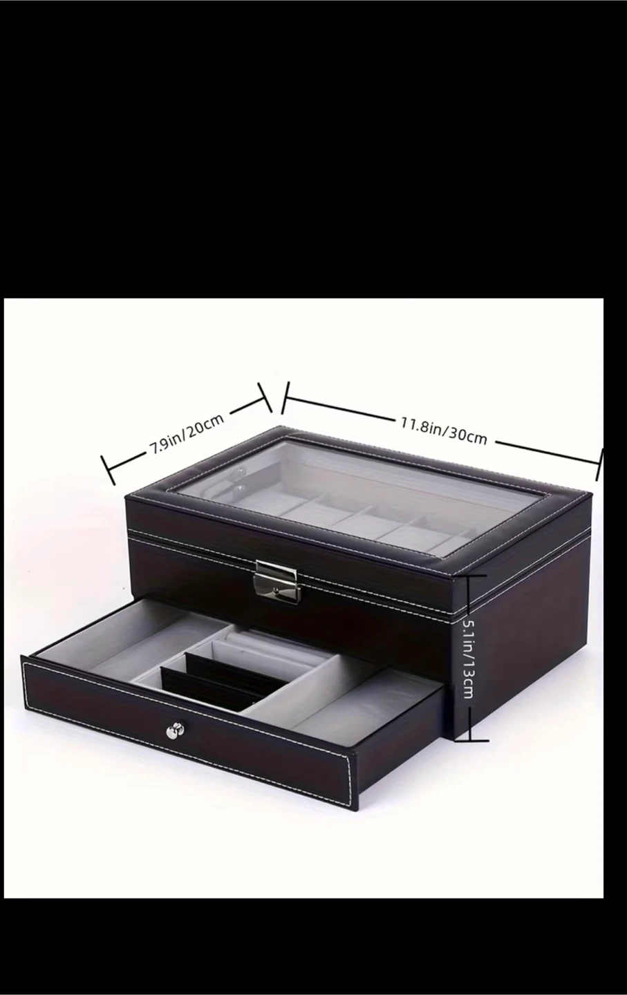 12 Slot Watch and Jewellery Box with Drawer - photo 2