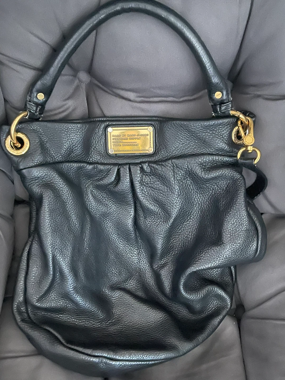 Marc Jacobs Black Leather Hobo Handbag