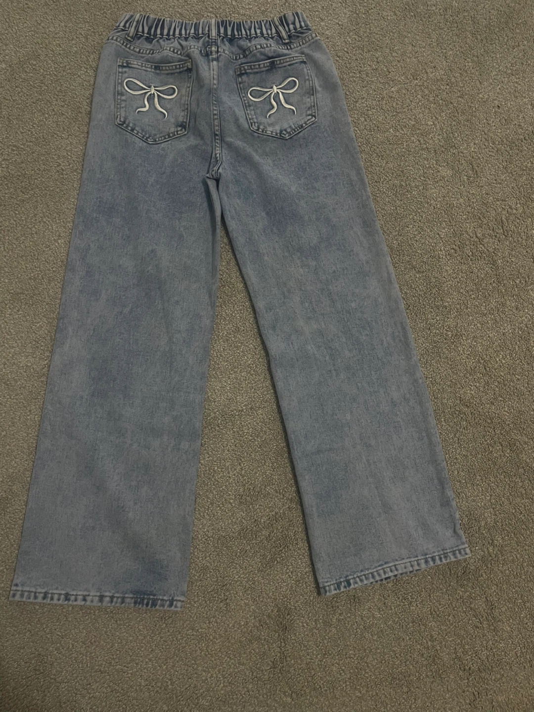 Light Wash Cherry Embroidered Wide Leg Jeans - photo 2