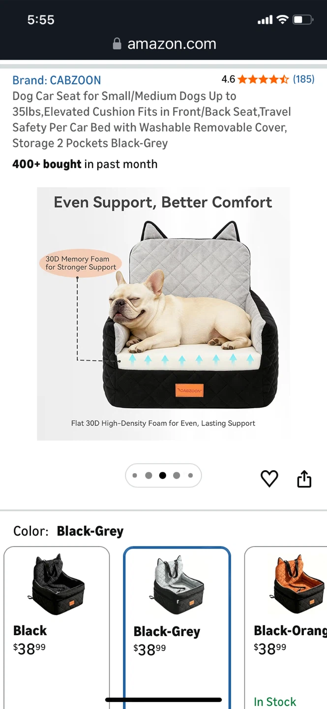 CABZOON Dog Car Seat for Small/Medium Dogs Up to 35lbs - photo 3