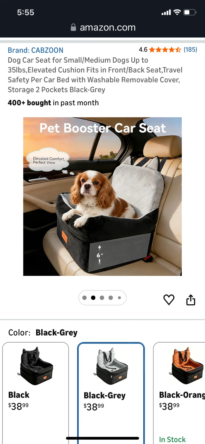 CABZOON Dog Car Seat for Small/Medium Dogs Up to 35lbs - photo 2