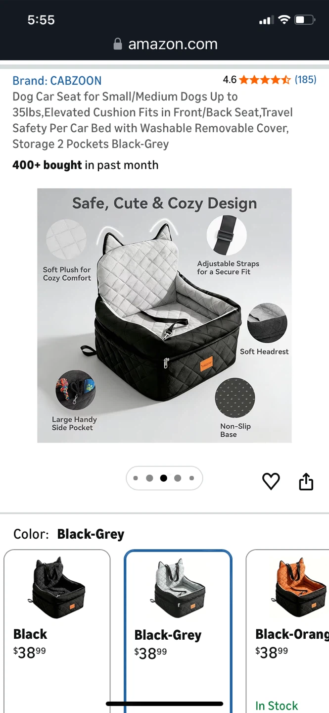 CABZOON Dog Car Seat for Small/Medium Dogs Up to 35lbs - photo 4