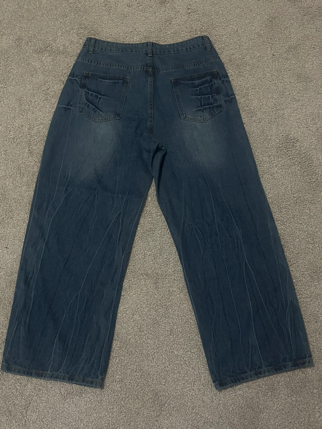 Blue Wide Leg Denim Jeans