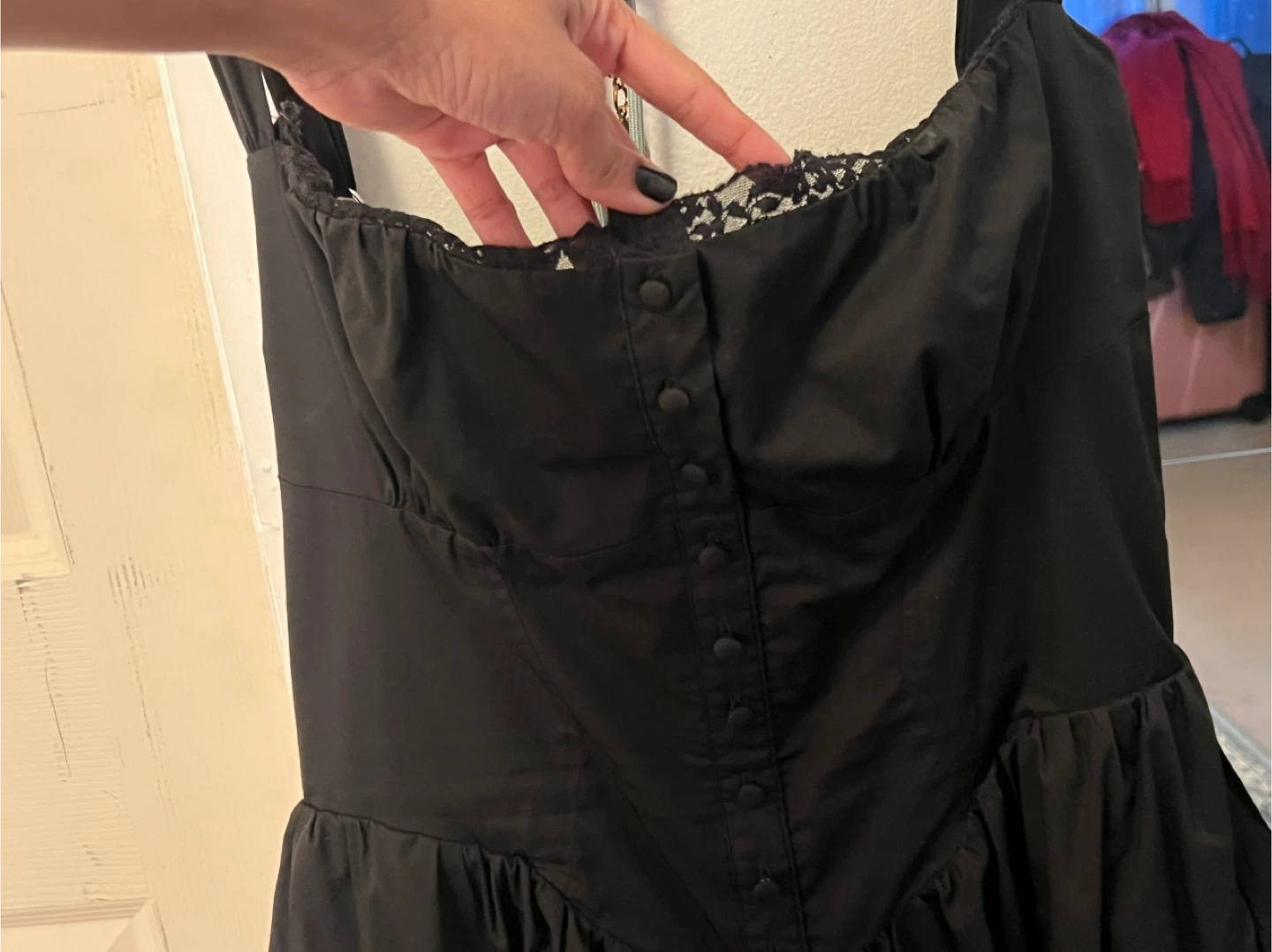 House of CB Black Corset Midi Dress with Lace Trim - photo 3