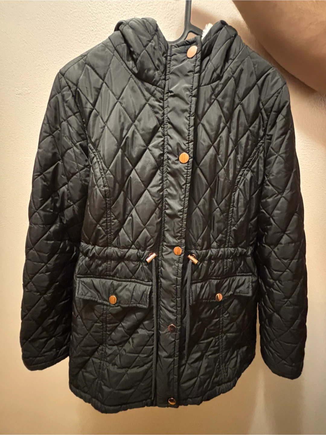 Black Quilted Hooded Jacket