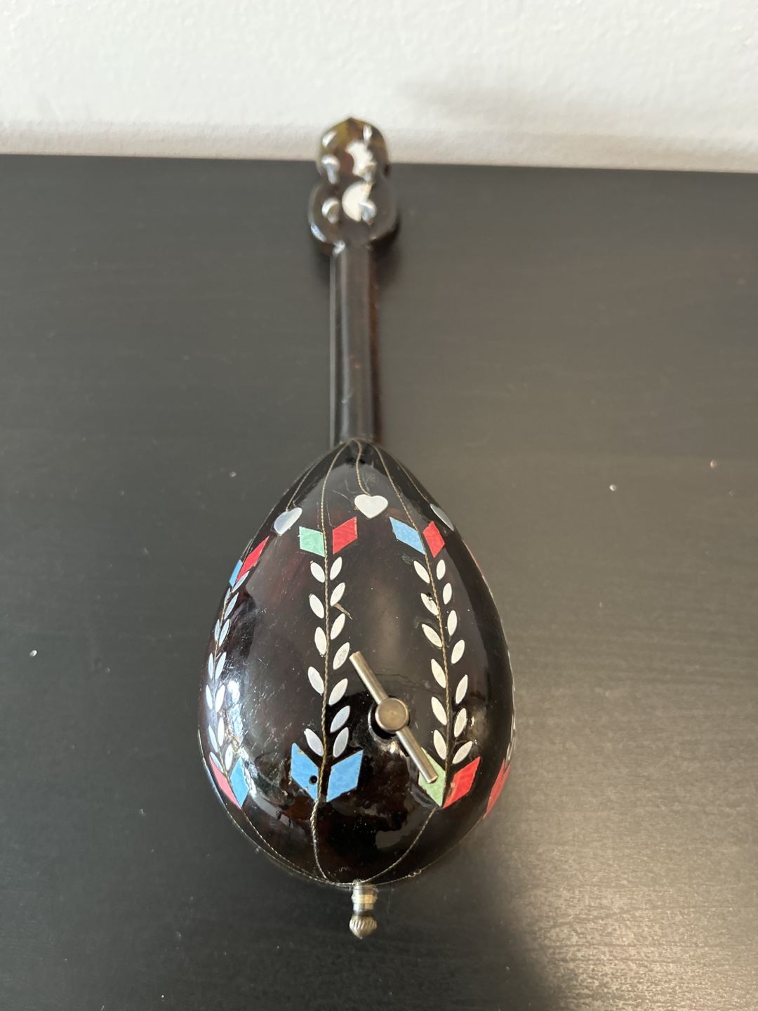 Vintage mini decorative Mandolin Music Box Hand painted - - photo 3