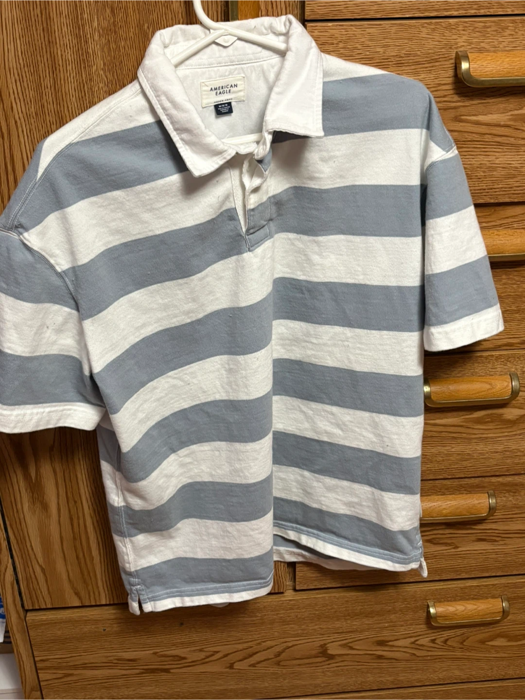 American Eagle Striped Polo Shirt Size M