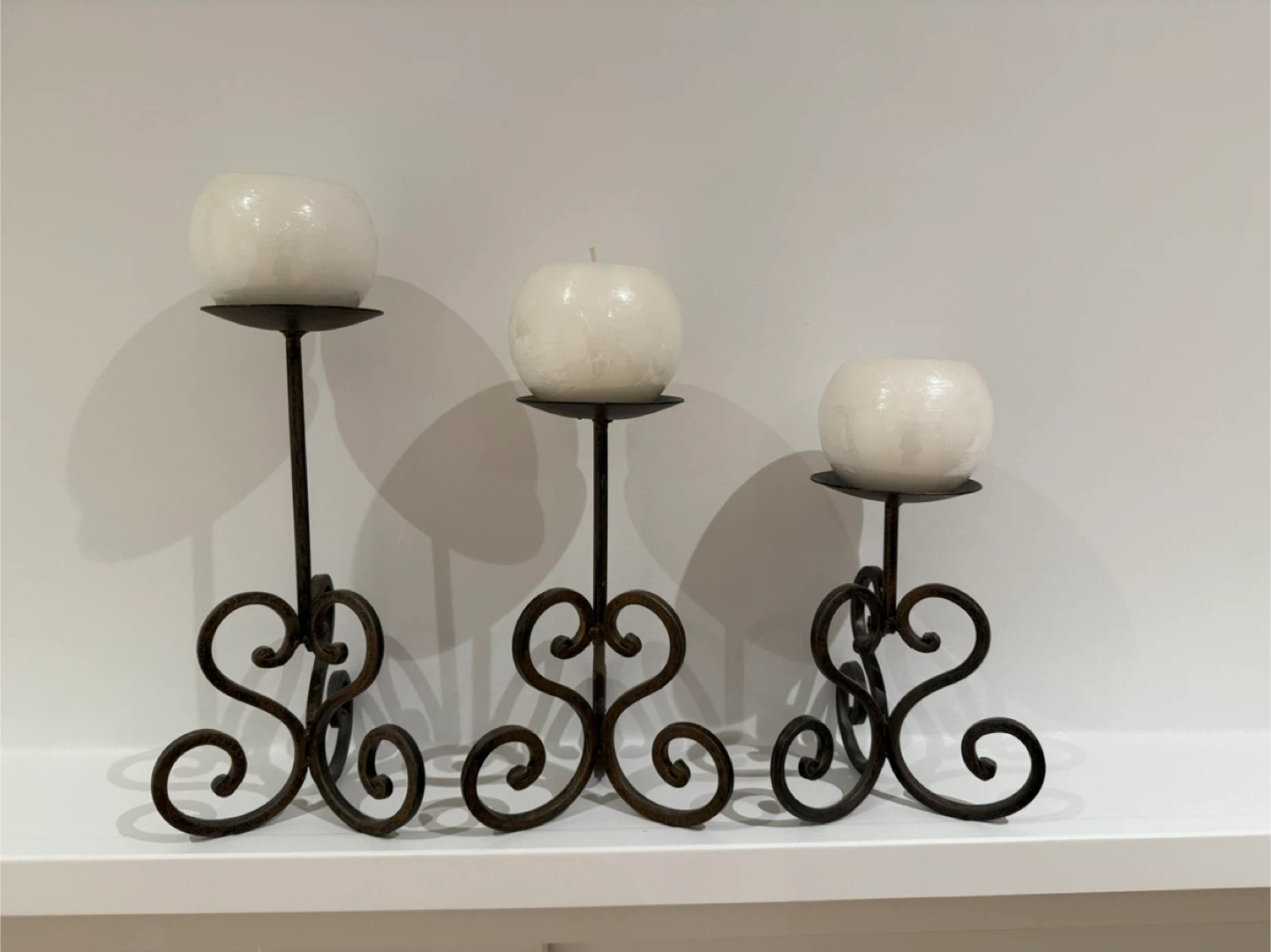 Set of 3 Ornate Metal Candle Holders