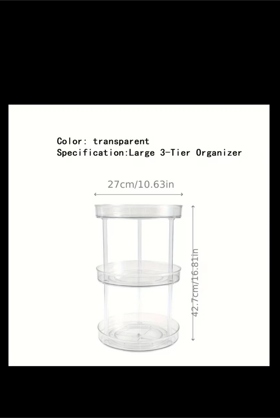 3-Tier Clear Rotating Organizer Lazy Susan - photo 3