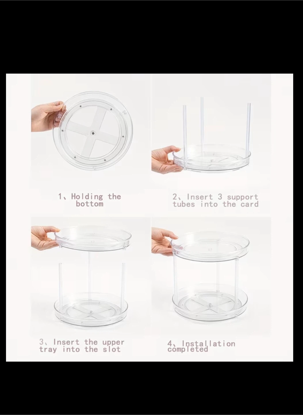 3-Tier Clear Rotating Organizer Lazy Susan - photo 2