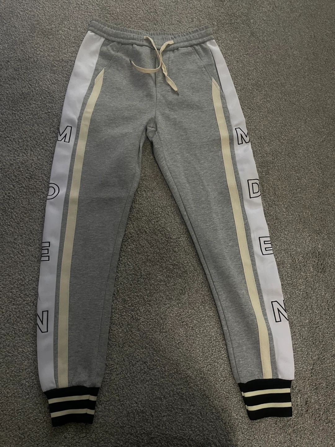 Grey Sweatpants with Side Stripe Detail - photo 2