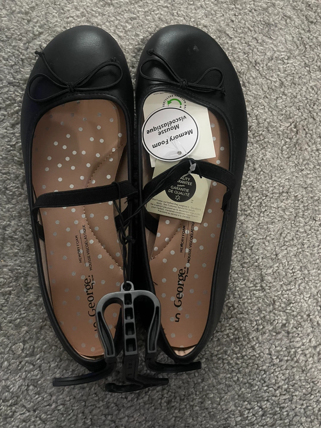 George Black Memory Foam Ballerina Flats - Youth Size 1
