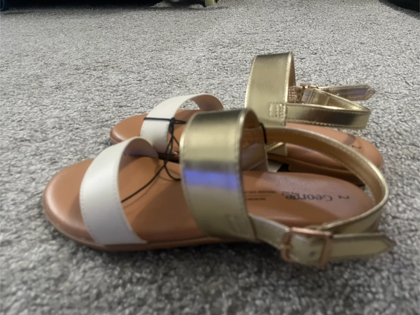George White & Gold Strap Sandals - photo 2