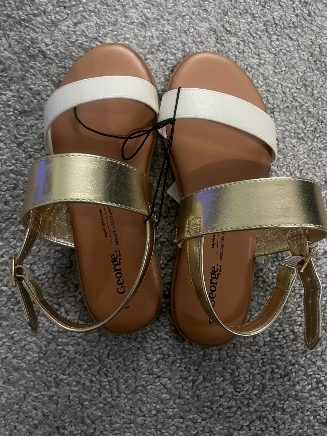 George White & Gold Strap Sandals