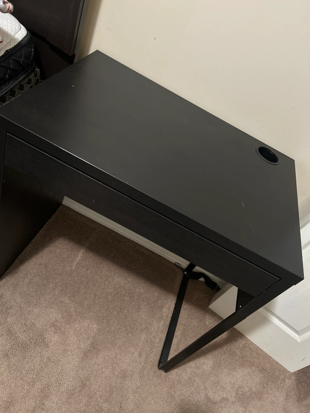Black Desk with Drawer and Cable Hole