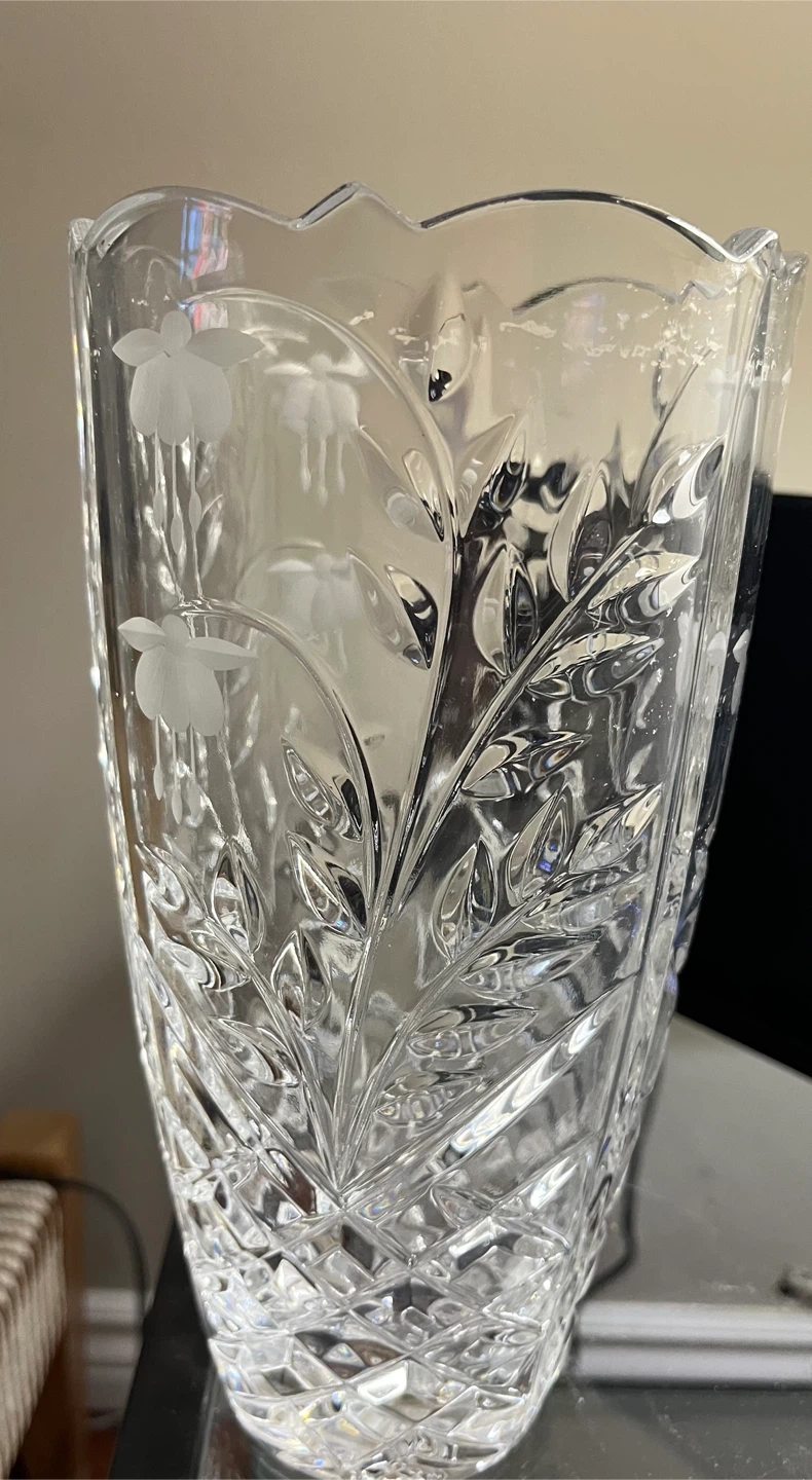 Crystal Etched Floral Vase