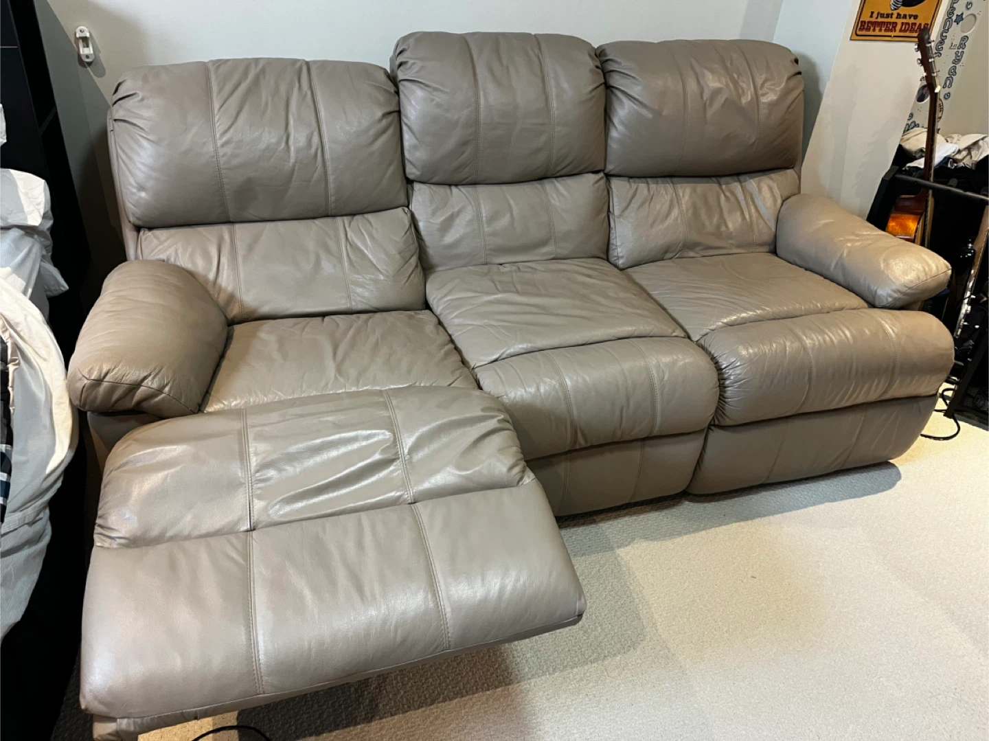3-Seater Leather Reclining Sofa - photo 2