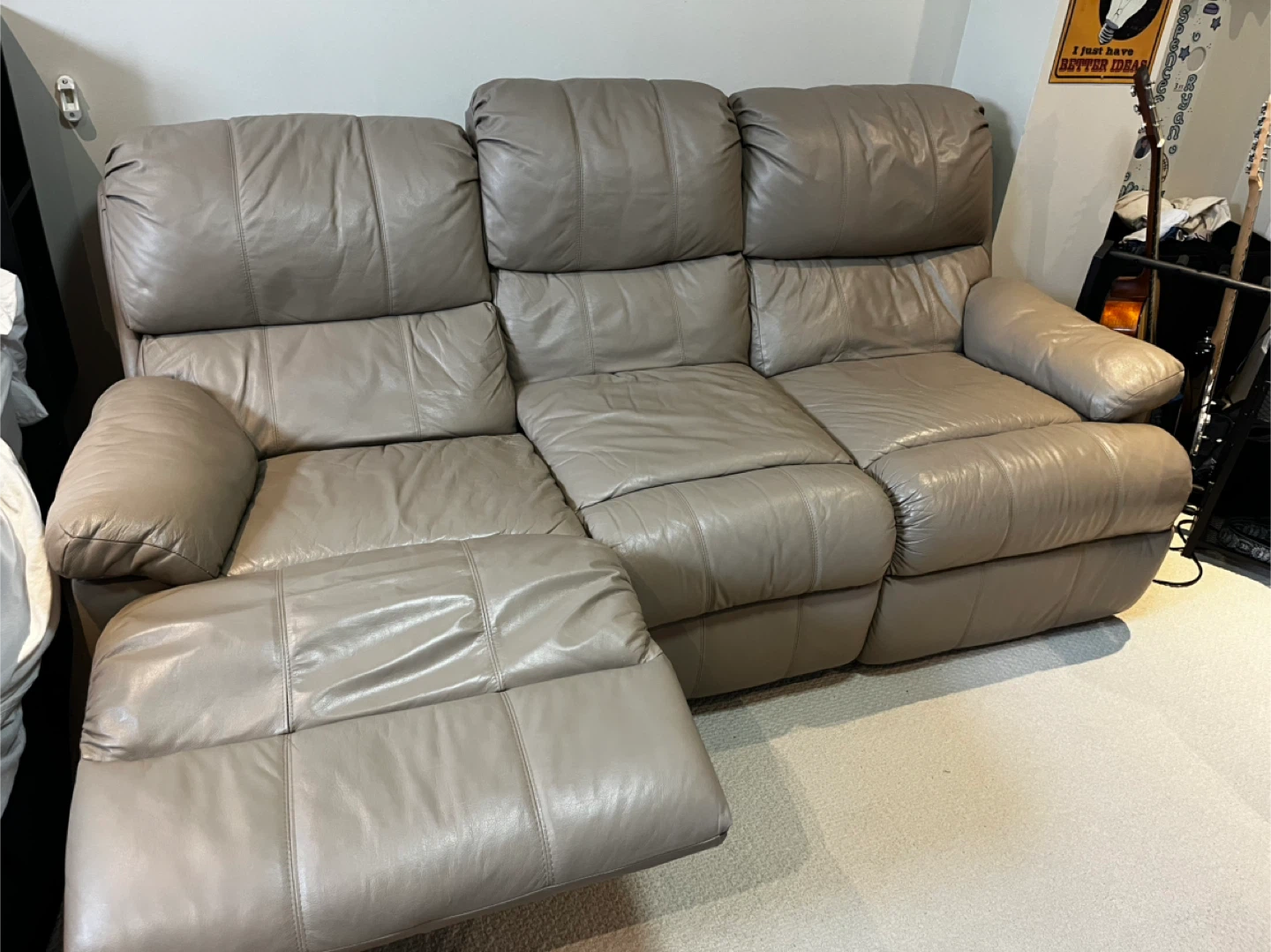3-Seater Leather Reclining Sofa - photo 3