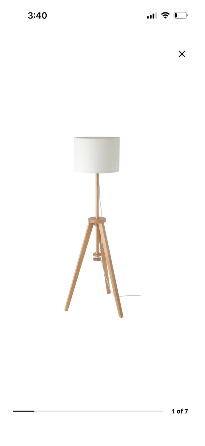 Wooden Tripod Floor Lamp with White Shade