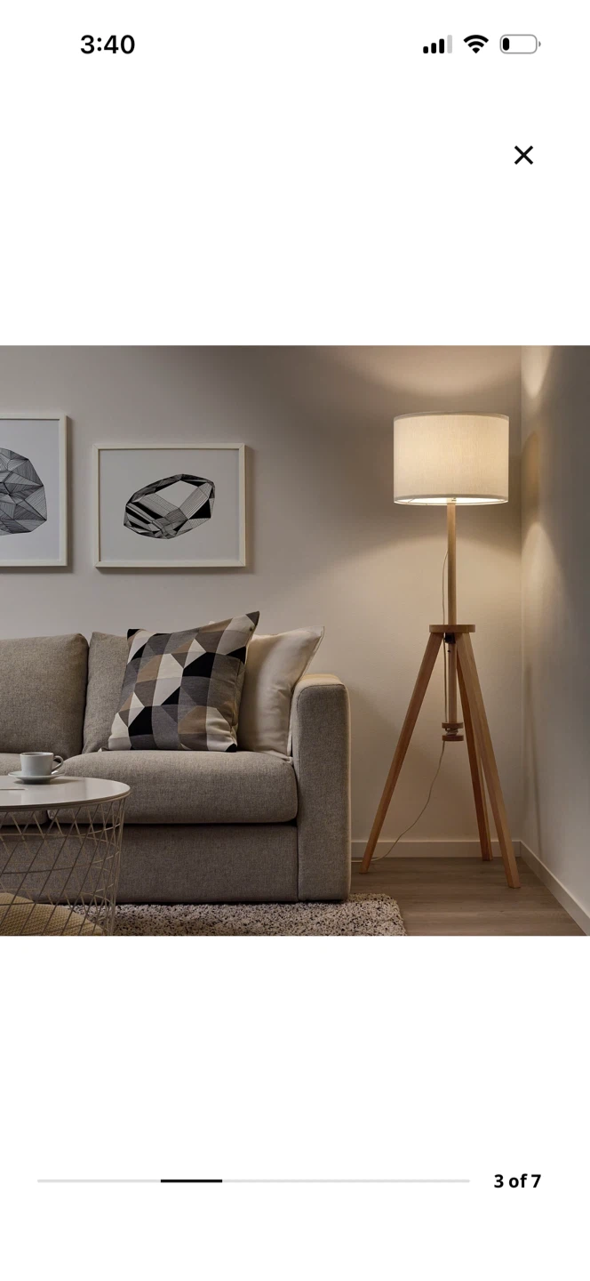 Wooden Tripod Floor Lamp with White Shade - photo 2