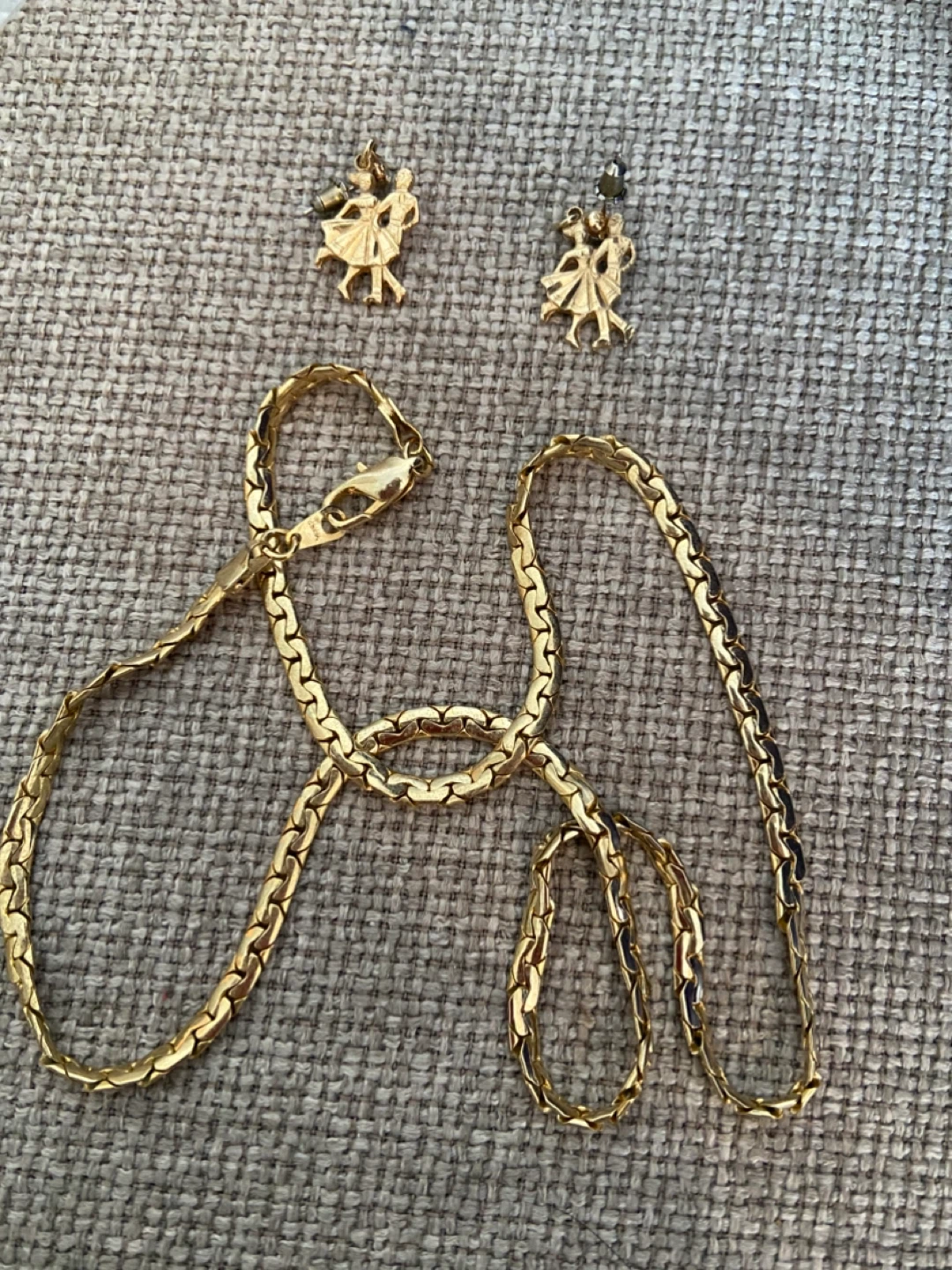 Gold Tone Dancing Couple Necklace and Earrings Set - photo 2