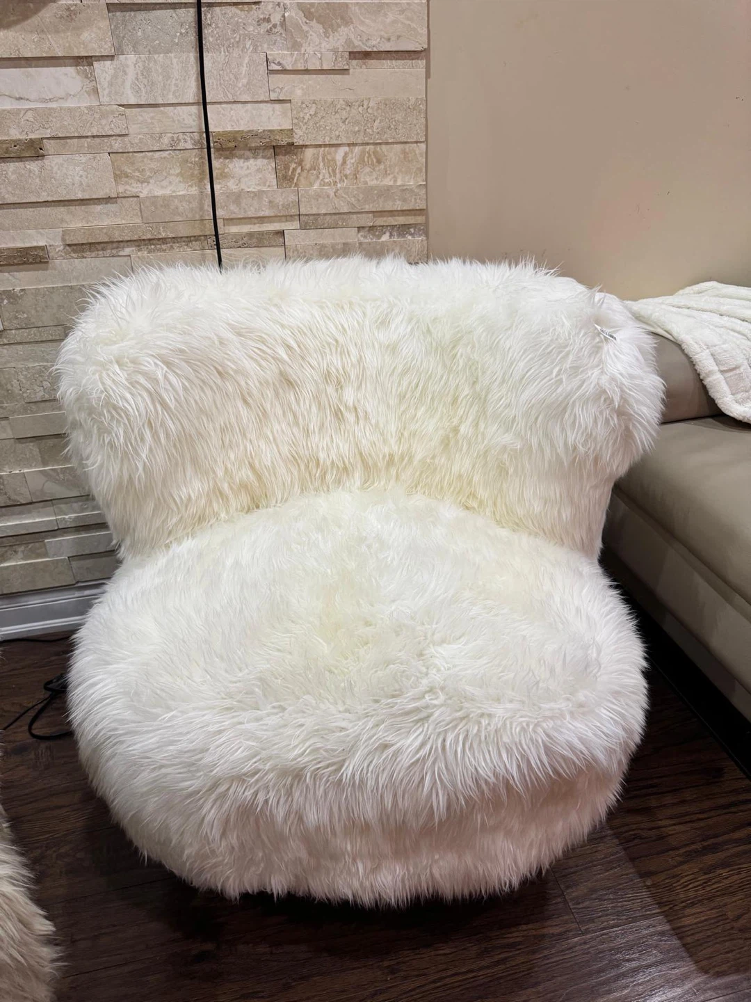 HOMESENSE White Faux Fur Accent Chair