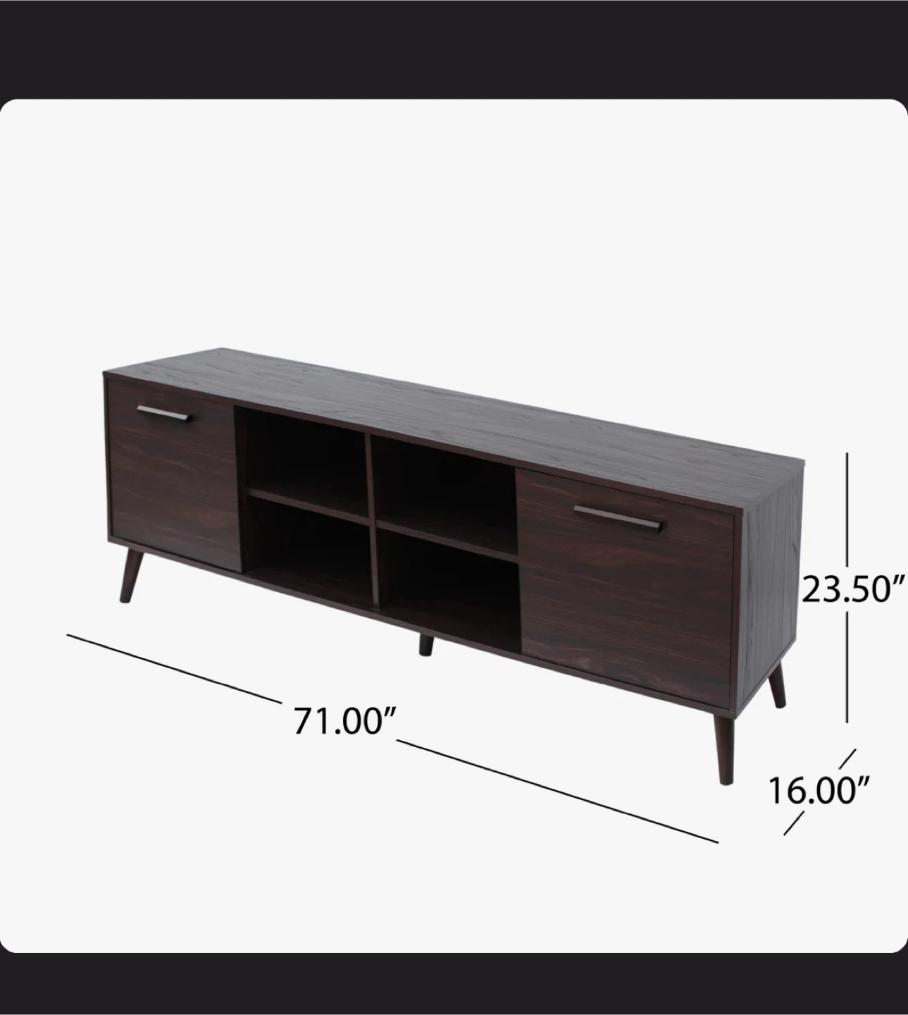 Dark Wood TV Stand Media Console - 71" Long - photo 2