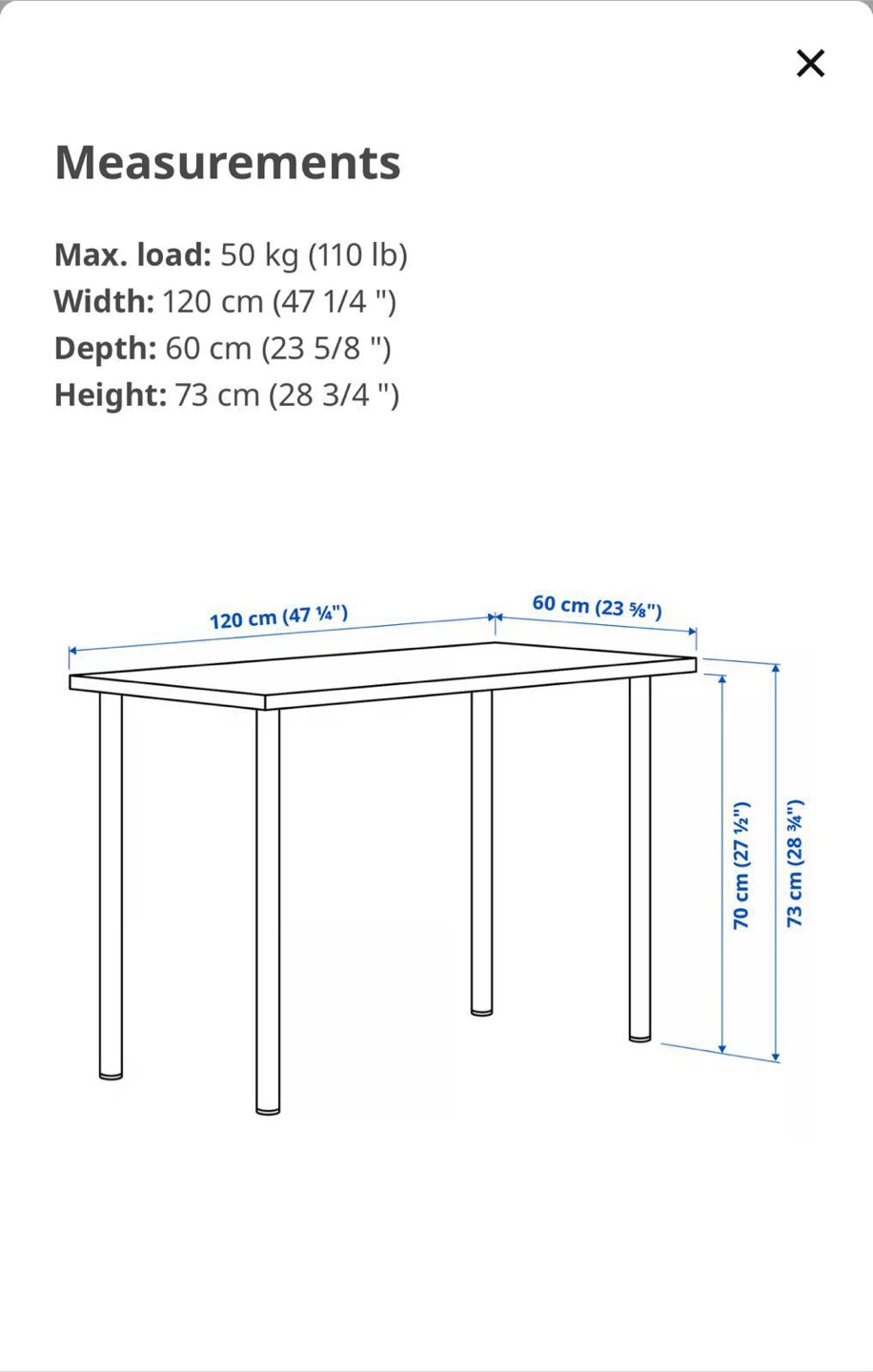 Black Desk - 120cm Width - photo 4