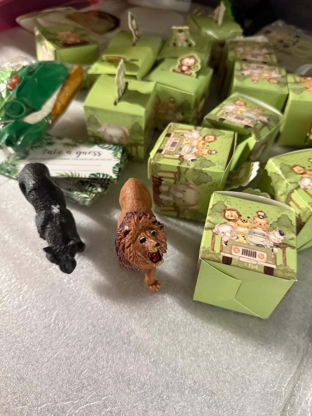 Safari Animal Themed Party Favor Boxes with Charms