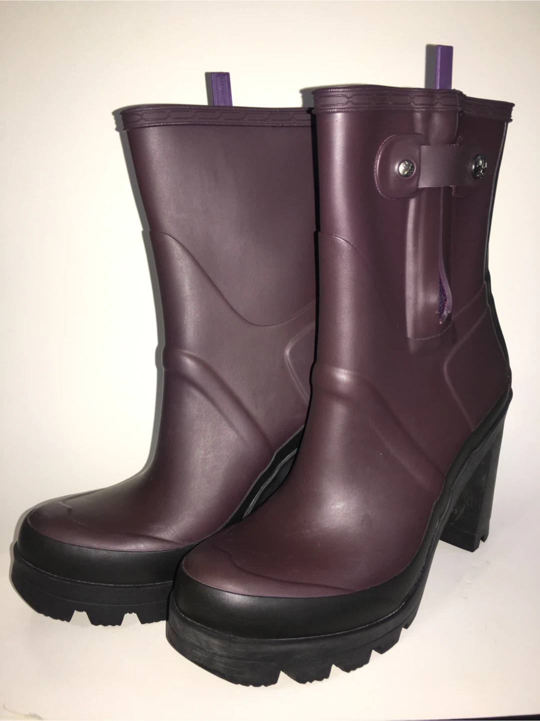 Hunter Heeled Waterproof Boots - Plum