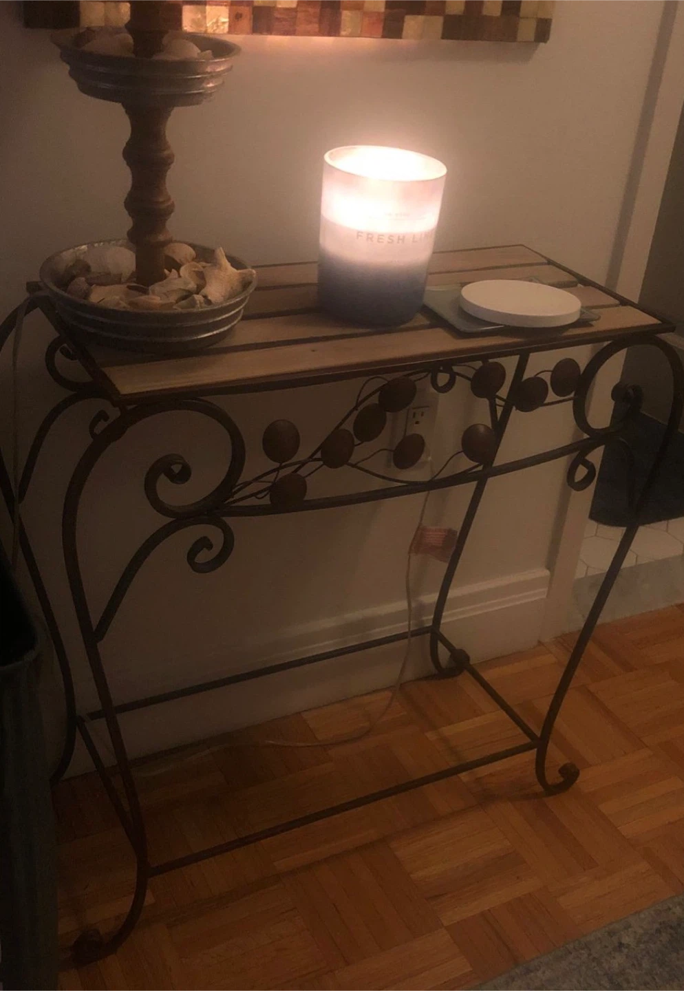Metal and Wood Hall Table