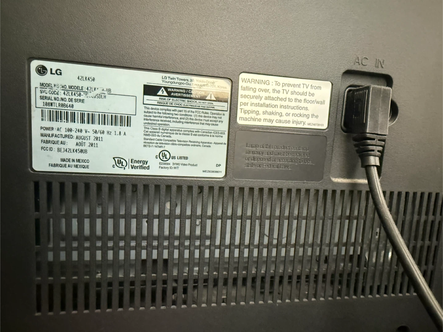 LG 42" 42LK450 LCD TV - photo 4