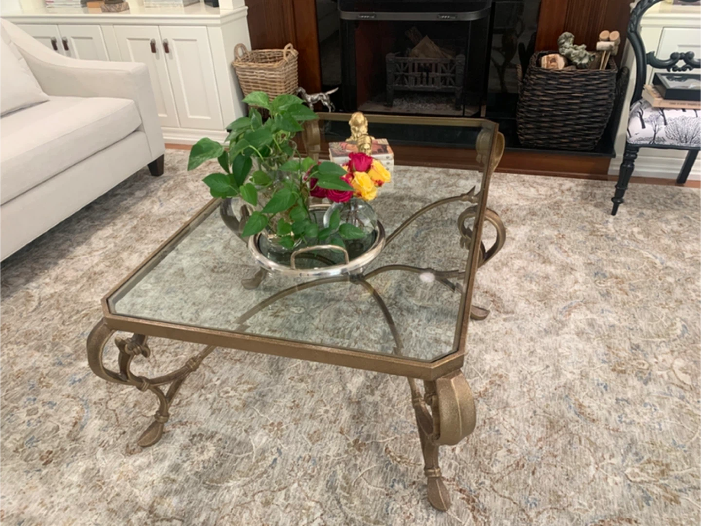 Antique Rod Iron Metal and Glass Coffee Table - photo 4