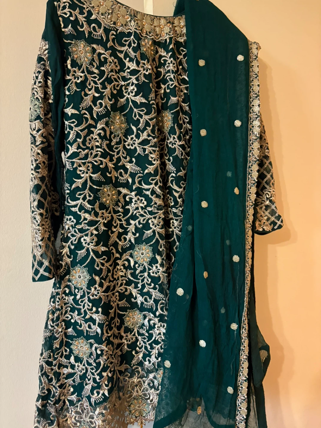 Women's Embroidered Orange Kurti with Dupatta - photo 2